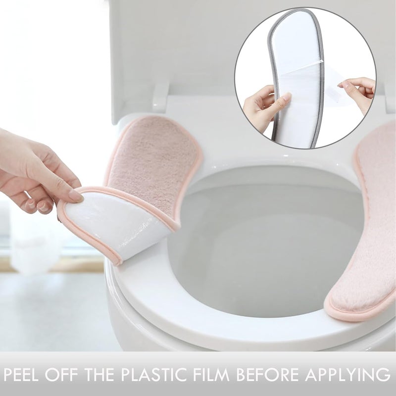 Iensen Thick and Warm Toilet Seat Cushion Cover - with Sticky Toilet Seat Cushion - Washable and Reusable Mat for Winter - Double Flap Separation, TPR Back Adhesive, Soft and Protective (Grey) - Image 5